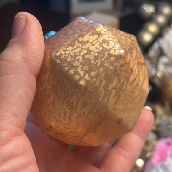 4- gold dipped mercury octagon  shaped glass ornaments: 3.5 inches - Picture 3 of 5